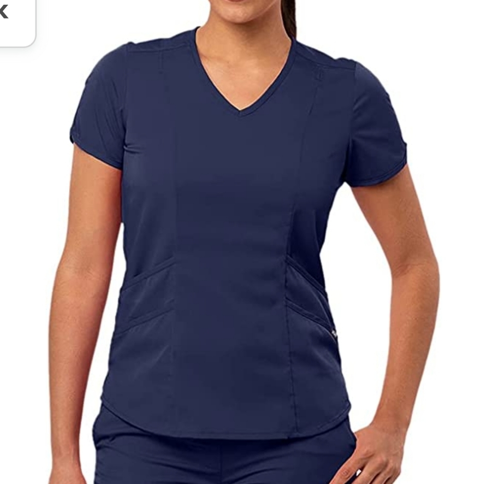 Set of 2 Adar Pro womans navy blue scrub top.